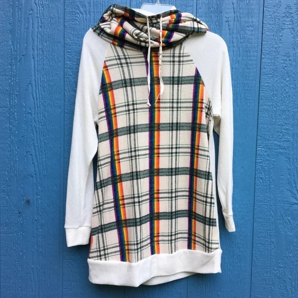 Chris & Carol Rainbow Funnel Neck Sweater Dress M
